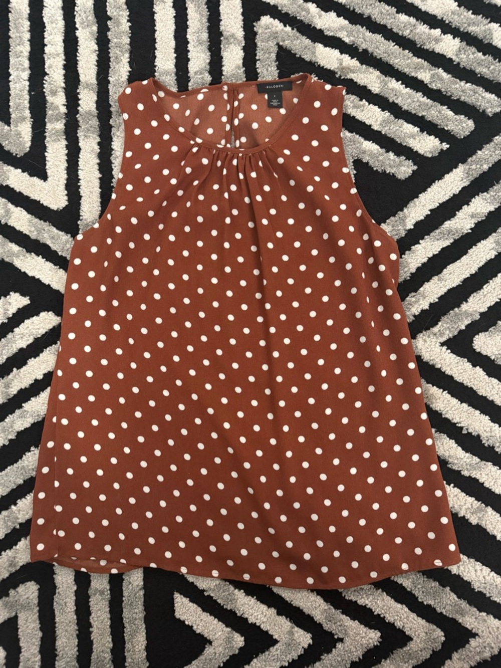 Halogen Rust and White Polka Dot Sleeveless Top
